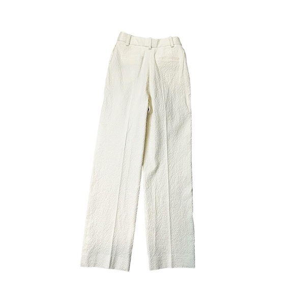 NWT Victoria Beckham ‘Pleated Cotton Seersucker Trousers’ in “Double Cream” Sz 0 - Picture 12 of 16